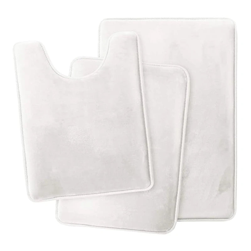 Set of 3 Bath Rugs U-Shaped Toilet Floor Mat Soft Memory Foam Bathroom Rugs Nonslip Shower Carpets Home Hotel Drop Shipping