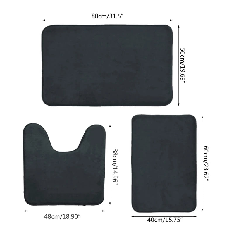 Set of 3 Bath Rugs U-Shaped Toilet Floor Mat Soft Memory Foam Bathroom Rugs Nonslip Shower Carpets Home Hotel Drop Shipping