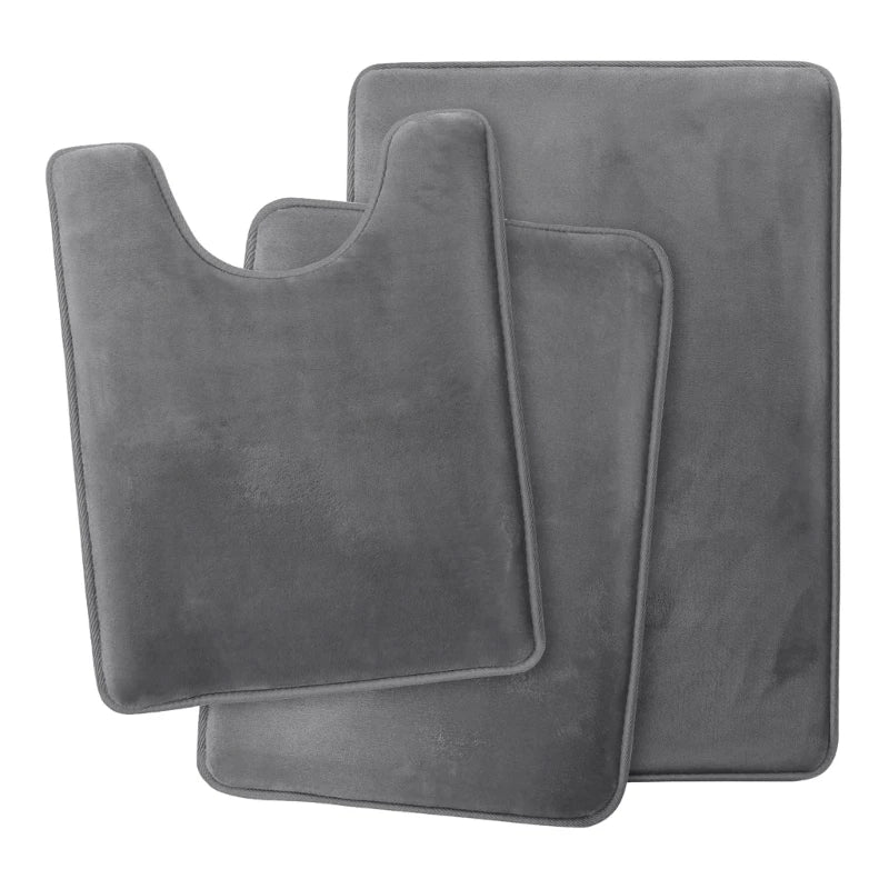 Set of 3 Bath Rugs U-Shaped Toilet Floor Mat Soft Memory Foam Bathroom Rugs Nonslip Shower Carpets Home Hotel Drop Shipping