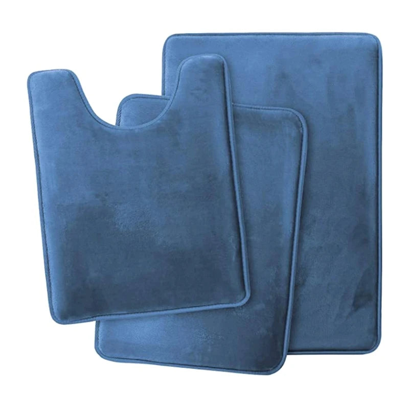 Set of 3 Bath Rugs U-Shaped Toilet Floor Mat Soft Memory Foam Bathroom Rugs Nonslip Shower Carpets Home Hotel Drop Shipping