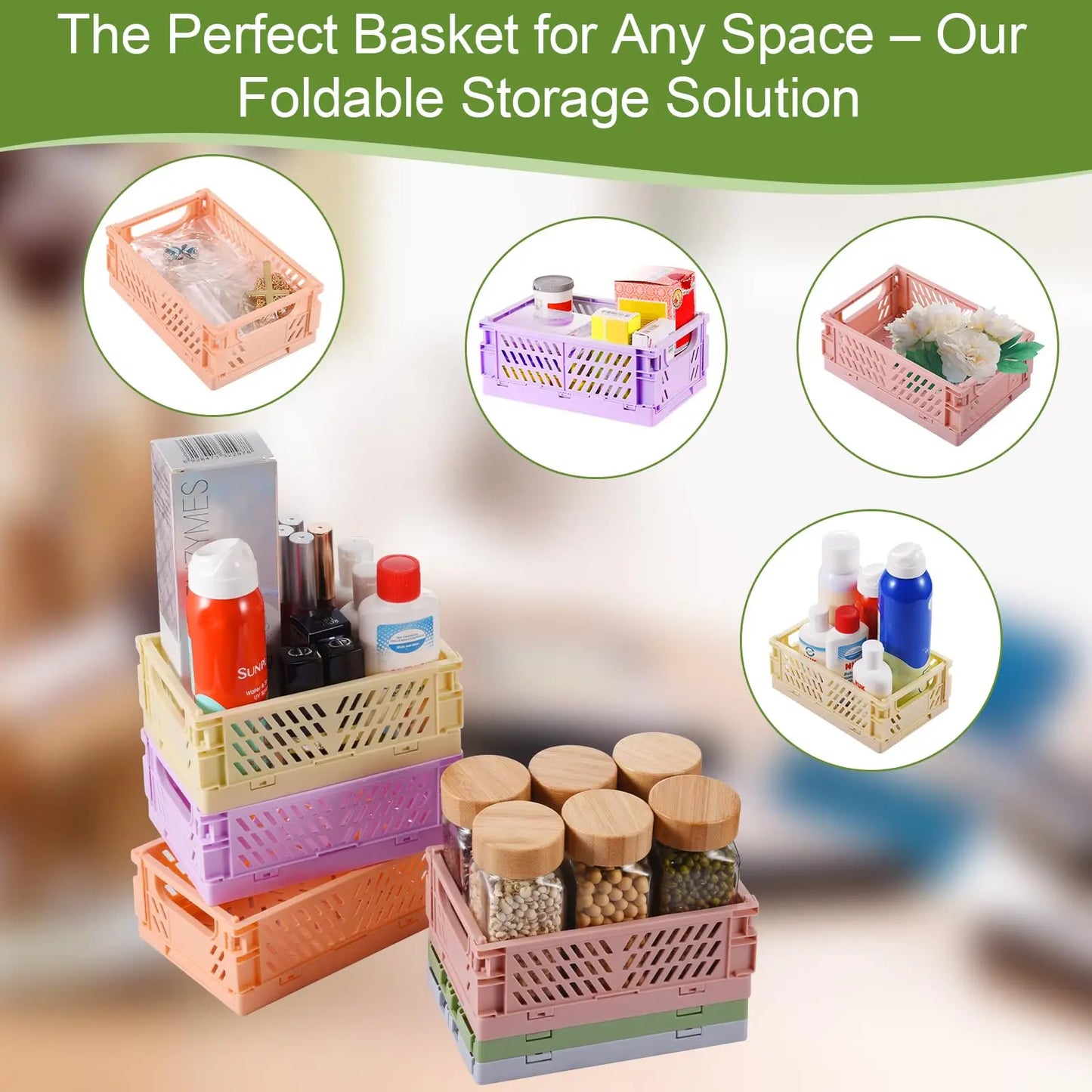 Pastel Collapsible Storage Crates