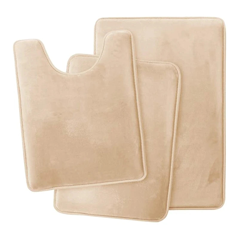Set of 3 Bath Rugs U-Shaped Toilet Floor Mat Soft Memory Foam Bathroom Rugs Nonslip Shower Carpets Home Hotel Drop Shipping