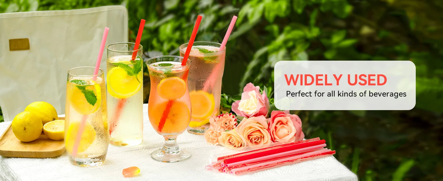 100-400 Pink Disposable Heart Shaped Straw (Individually Wrapped)