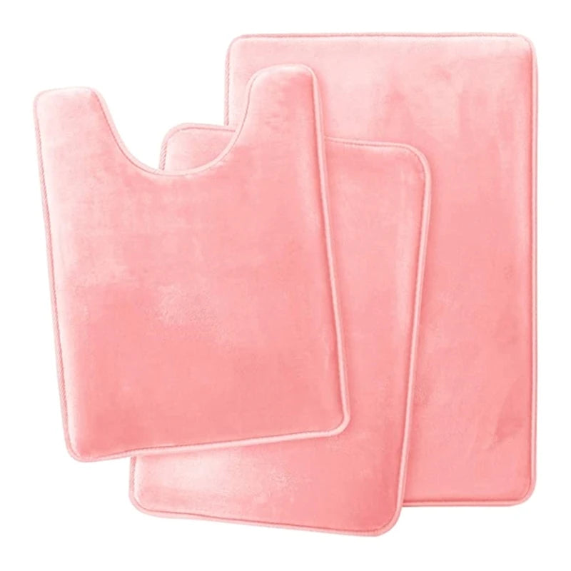 Set of 3 Bath Rugs U-Shaped Toilet Floor Mat Soft Memory Foam Bathroom Rugs Nonslip Shower Carpets Home Hotel Drop Shipping