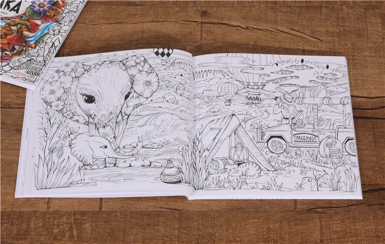 Trip to Africa Coloring Book (96 Pages)