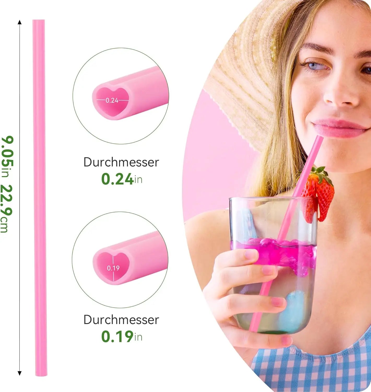 100-400 Pink Disposable Heart Shaped Straw (Individually Wrapped)