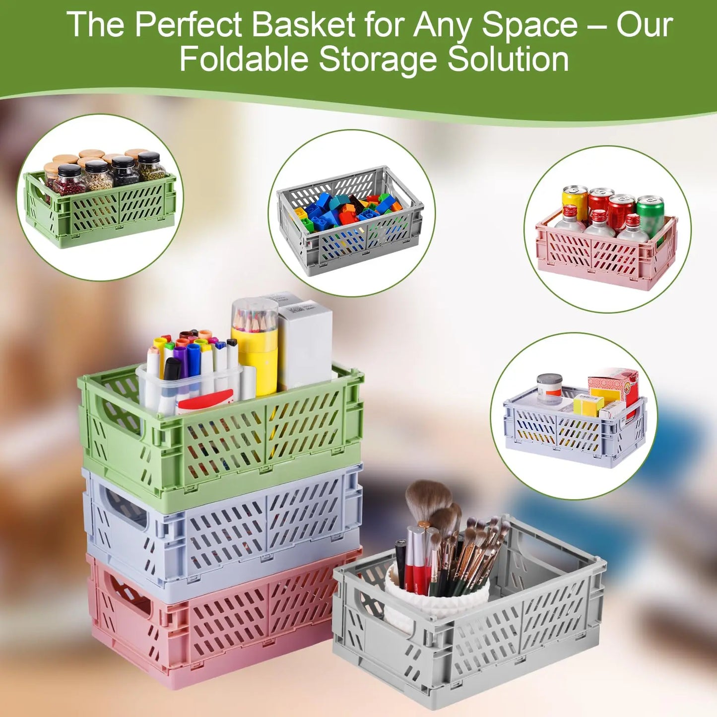 Pastel Collapsible Storage Crates
