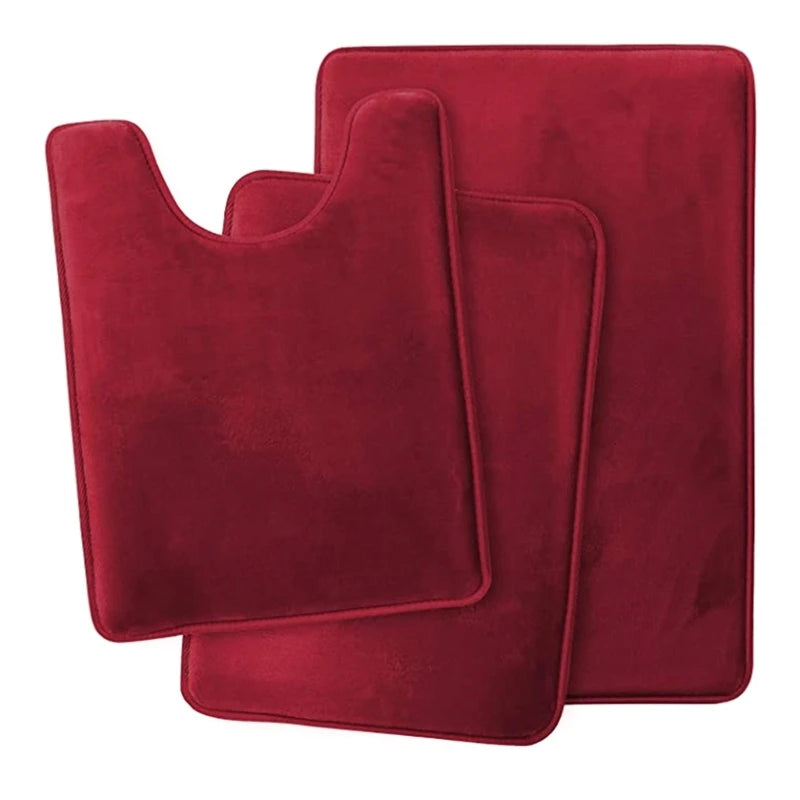 Set of 3 Bath Rugs U-Shaped Toilet Floor Mat Soft Memory Foam Bathroom Rugs Nonslip Shower Carpets Home Hotel Drop Shipping