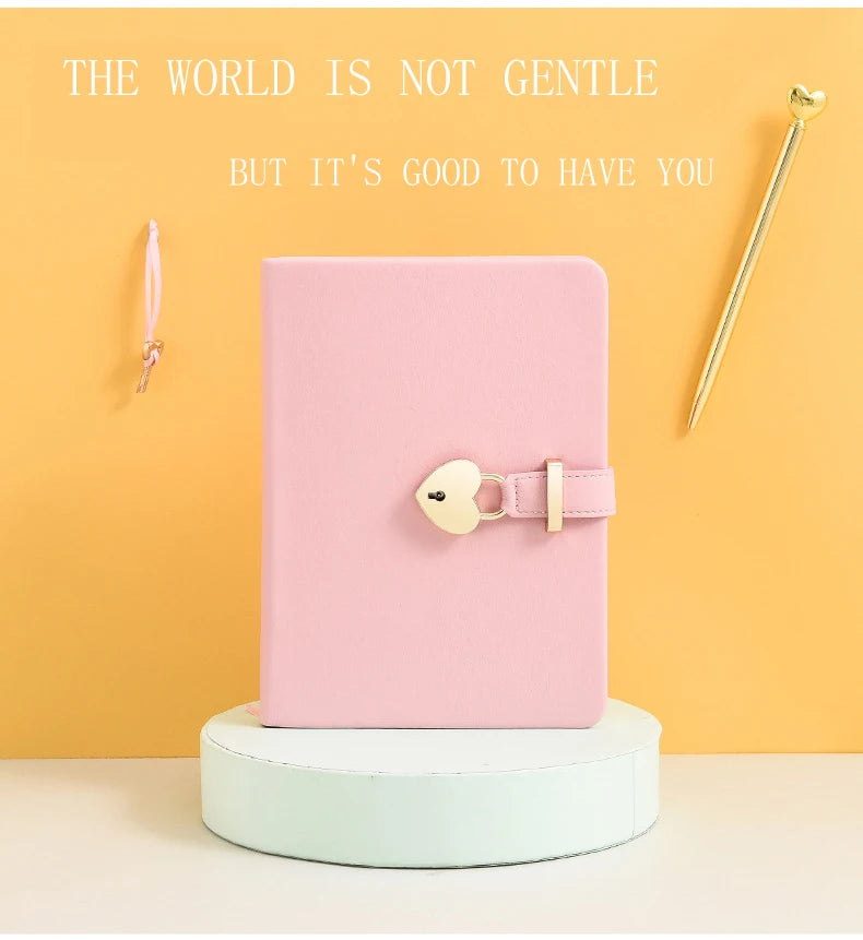 Cute Notebook with Heart Locket