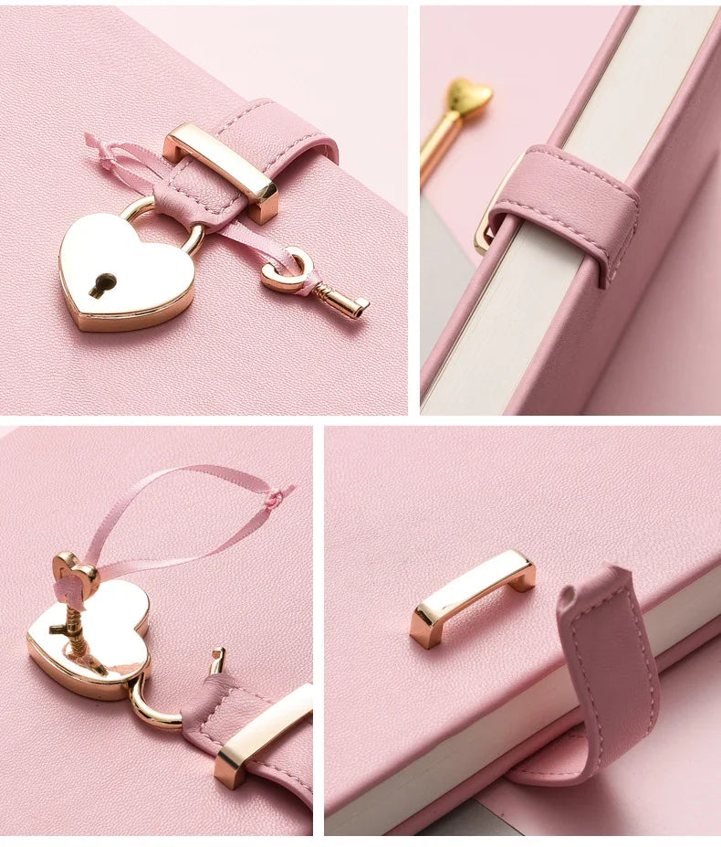 Cute Notebook with Heart Locket