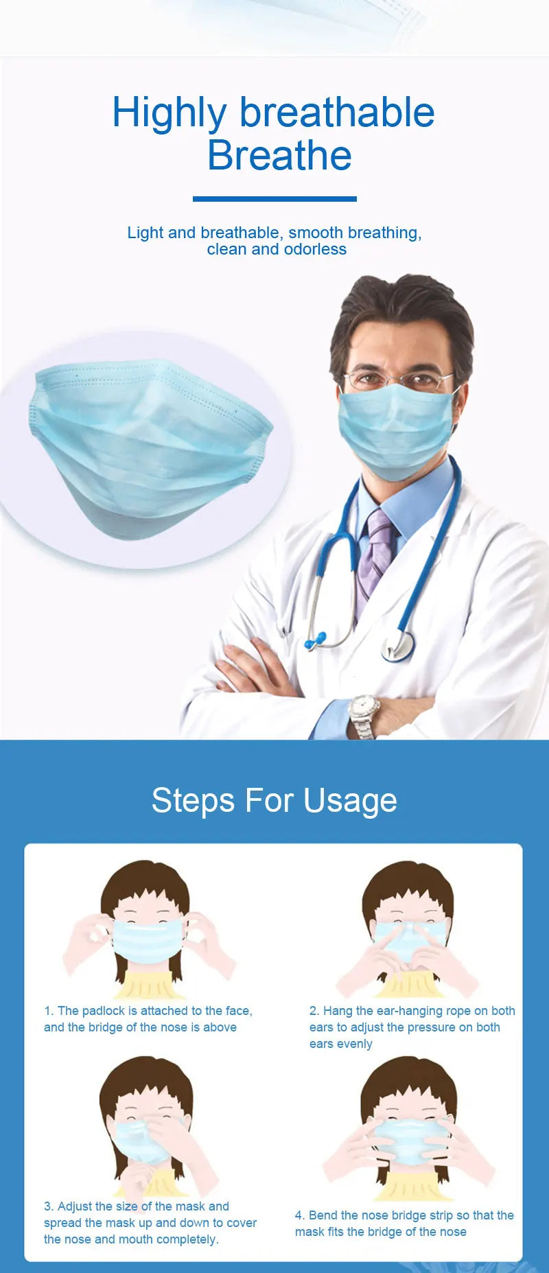 Disposable Earloop 3 Layered Protective Mask