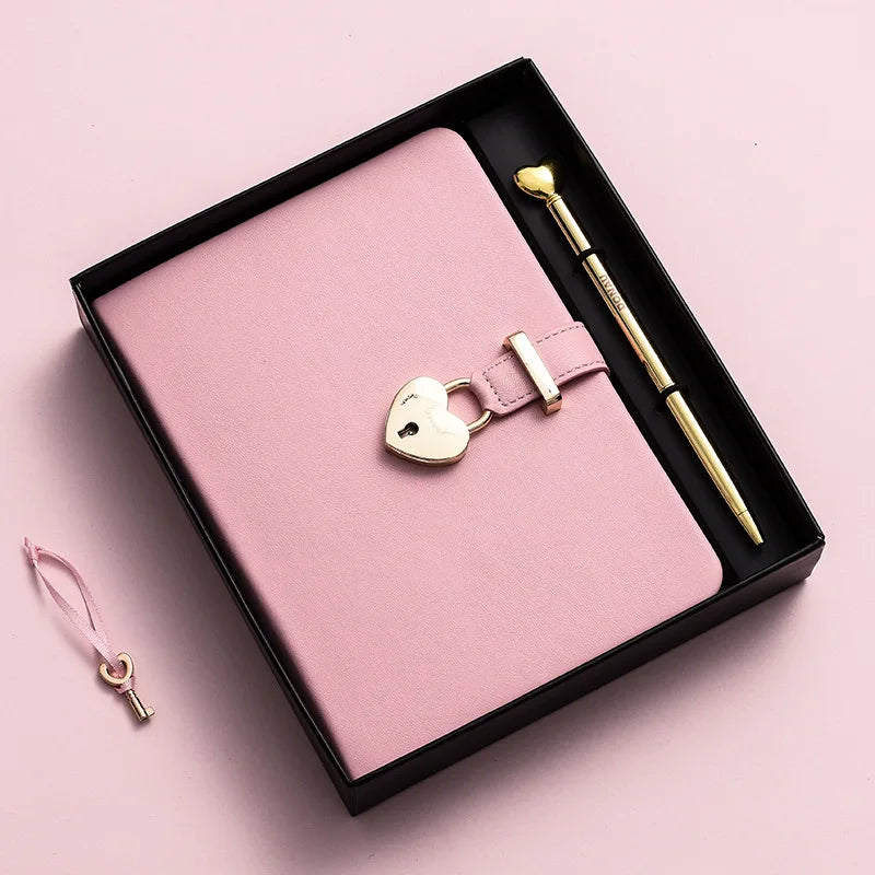 Cute Notebook with Heart Locket