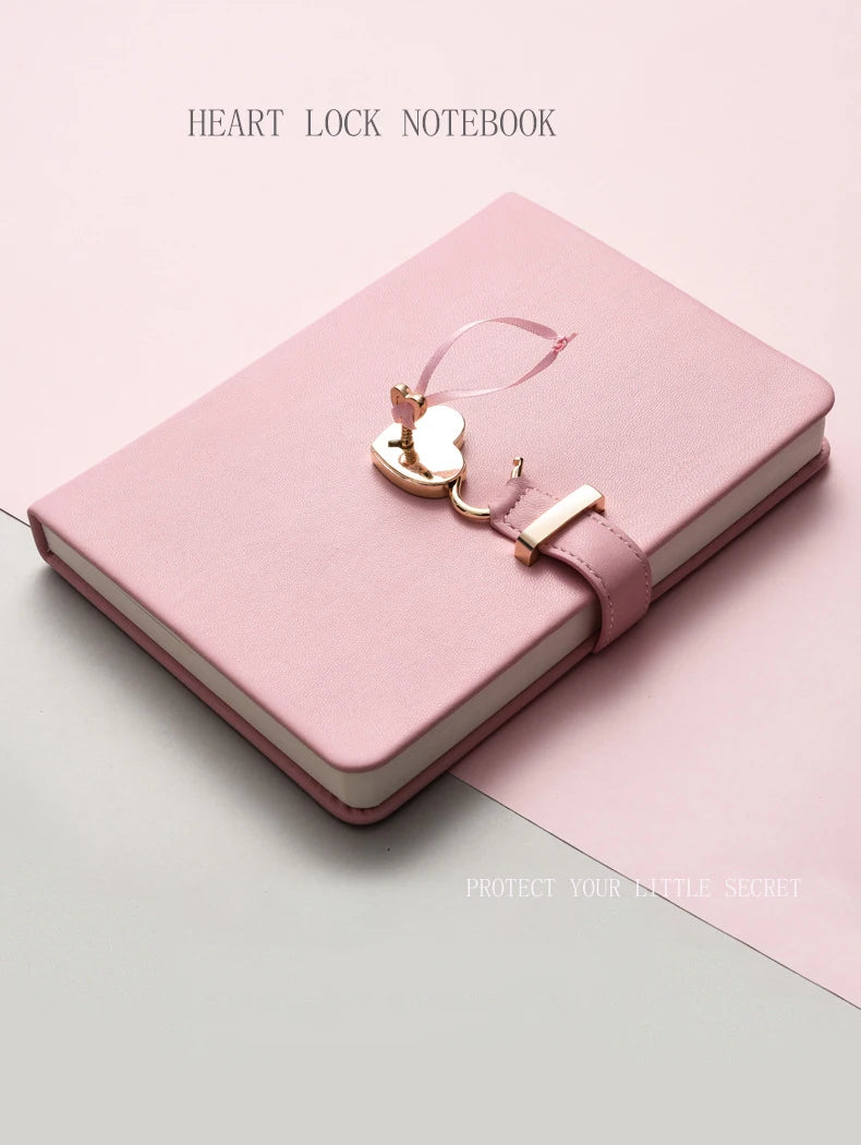 Cute Notebook with Heart Locket