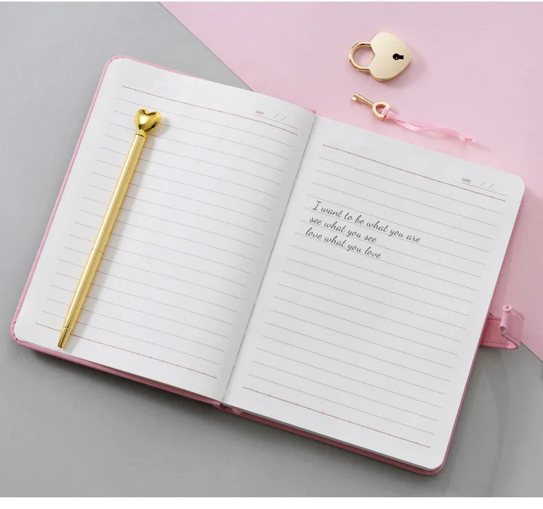 Cute Notebook with Heart Locket