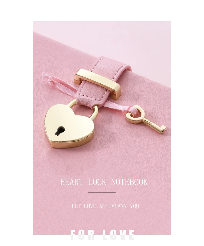 Cute Notebook with Heart Locket