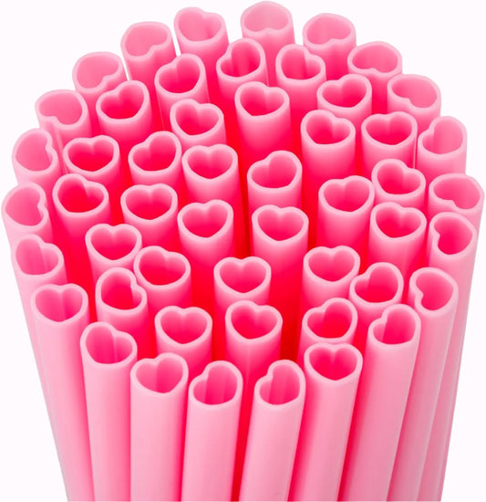 100-400 Pink Disposable Heart Shaped Straw (Individually Wrapped)