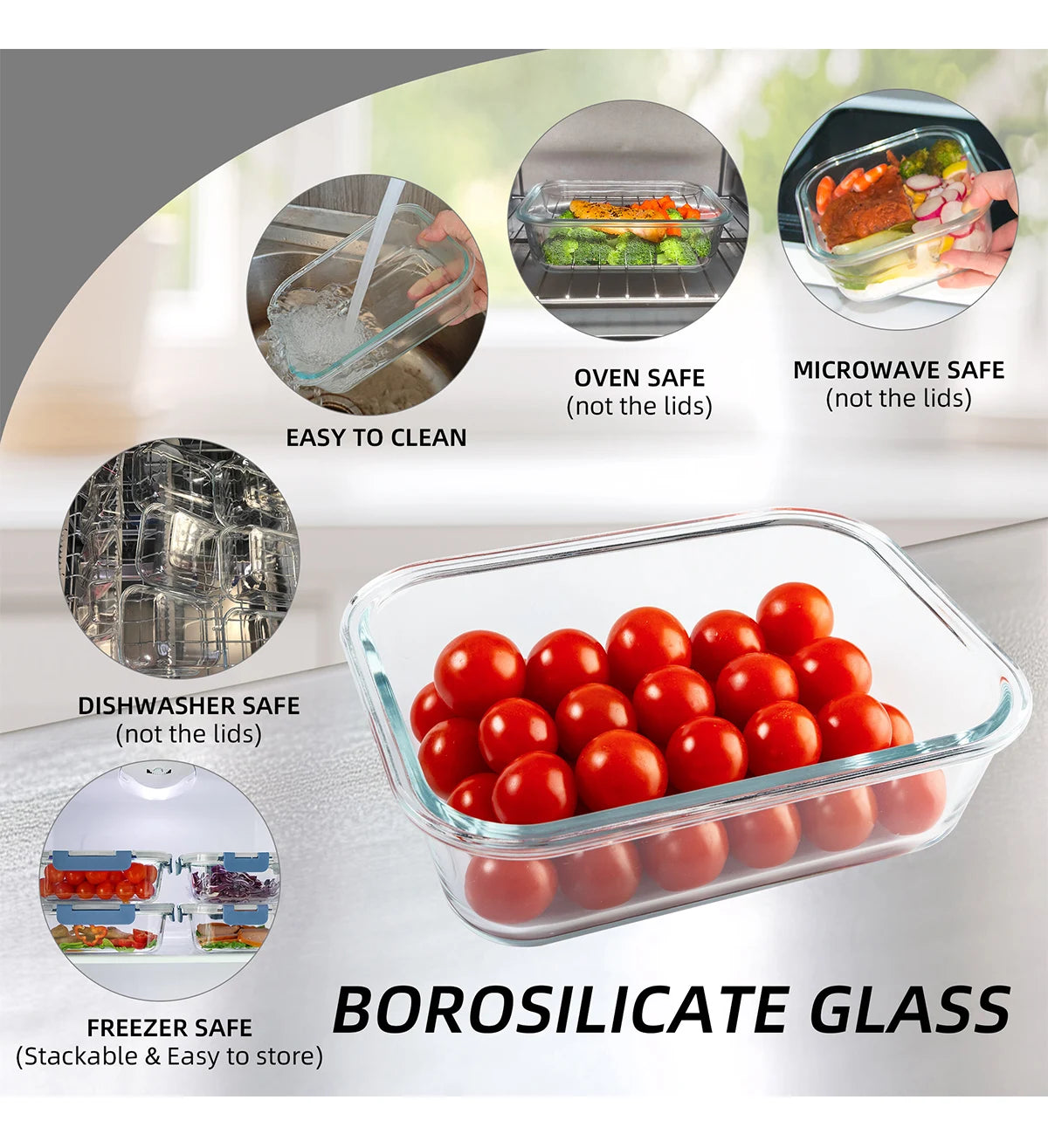 16-Piece Glass Food Storage Containers Set