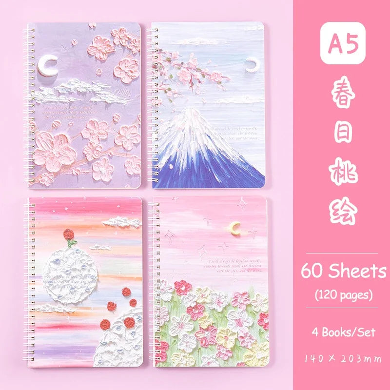 4 Book/Set A5 Coil Lined Notebook