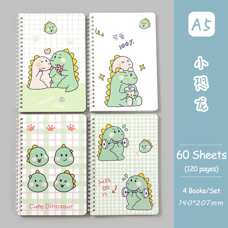 4 Book/Set A5 Coil Lined Notebook