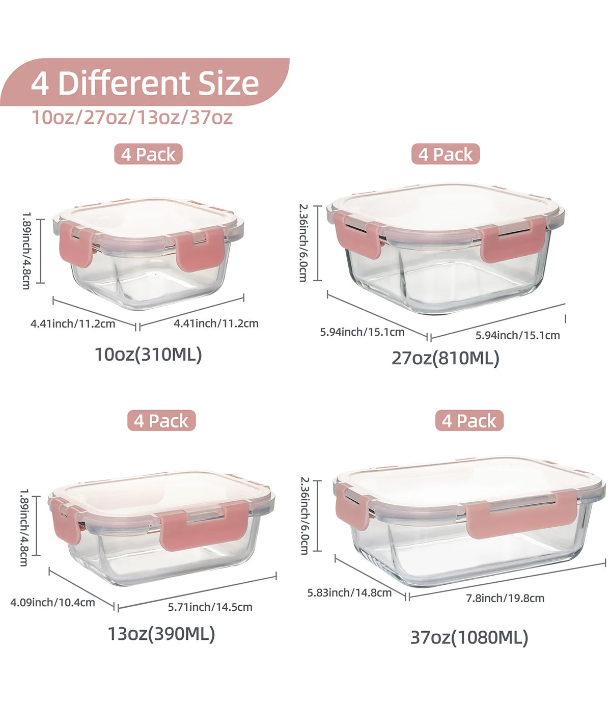 16-Piece Glass Food Storage Containers Set