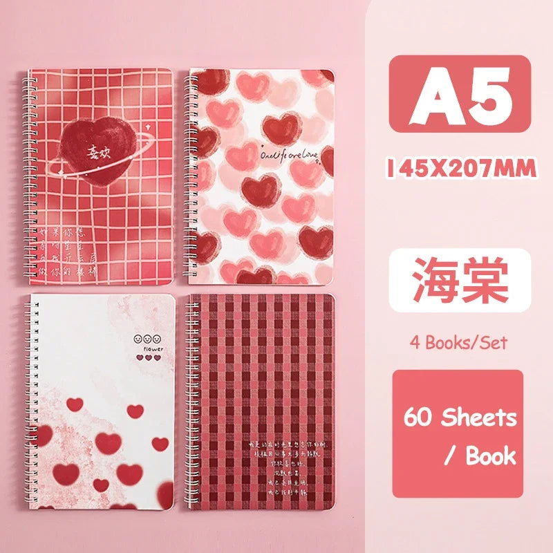 4 Book/Set A5 Coil Lined Notebook