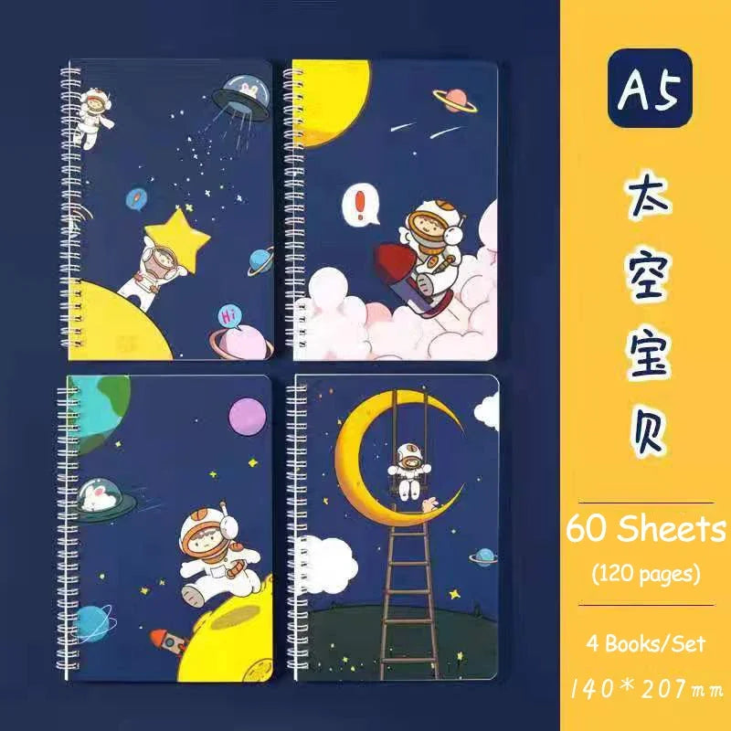 4 Book/Set A5 Coil Lined Notebook