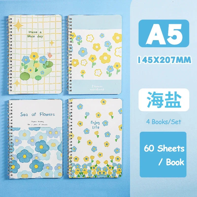 4 Book/Set A5 Coil Lined Notebook