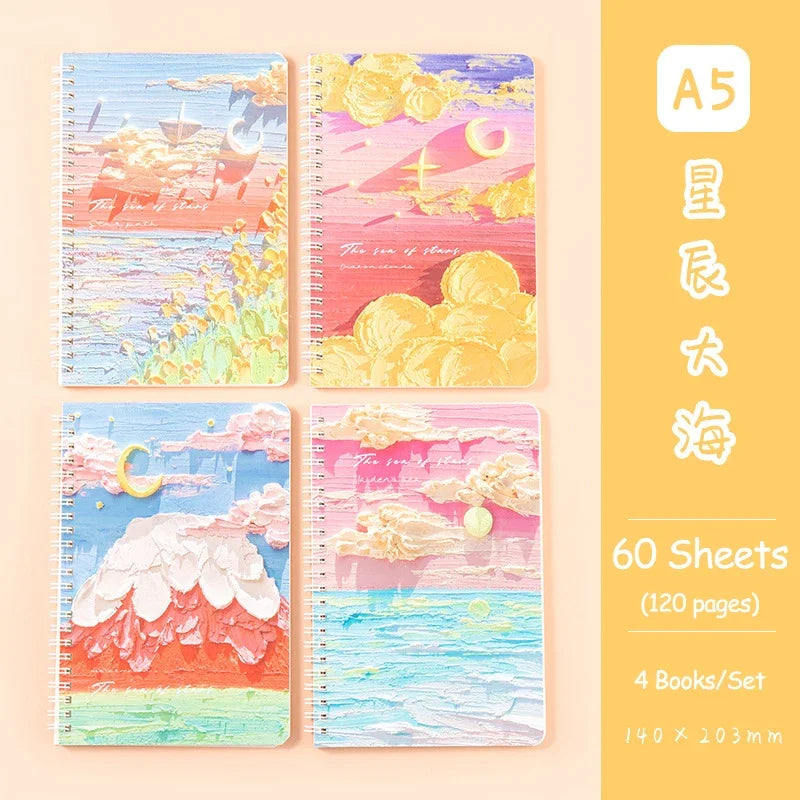4 Book/Set A5 Coil Lined Notebook