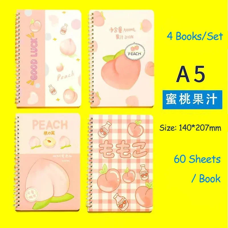 4 Book/Set A5 Coil Lined Notebook