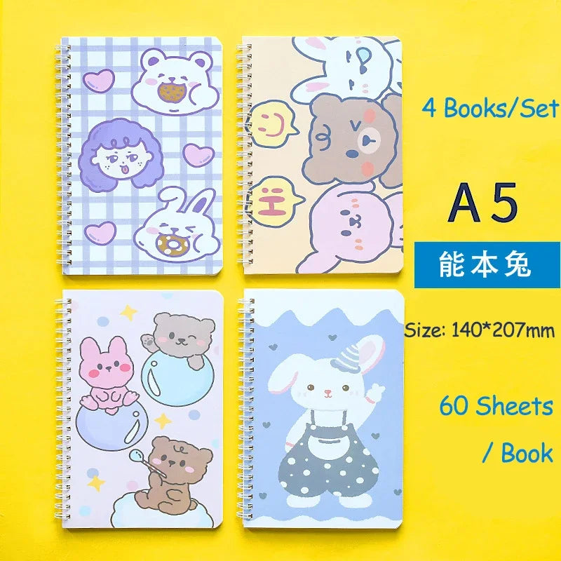 4 Book/Set A5 Coil Lined Notebook
