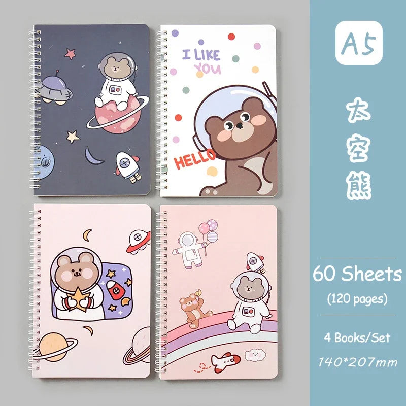 4 Book/Set A5 Coil Lined Notebook