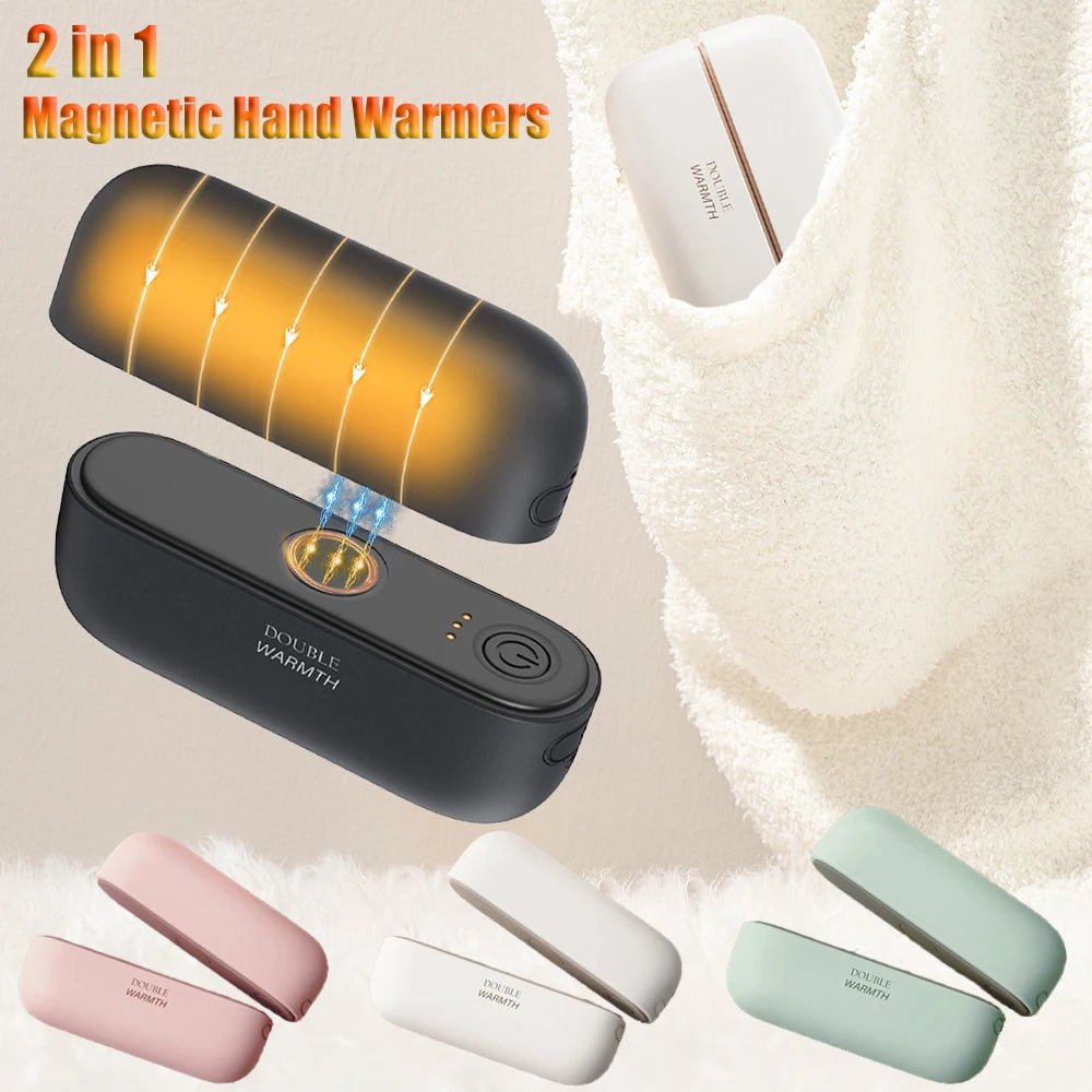 2 in 1 Magnetic Hand Warmer Electric Hand Warmer Fast Heating Mini Hand Warmer Heater Portable Hand Heater for Women Men Kids