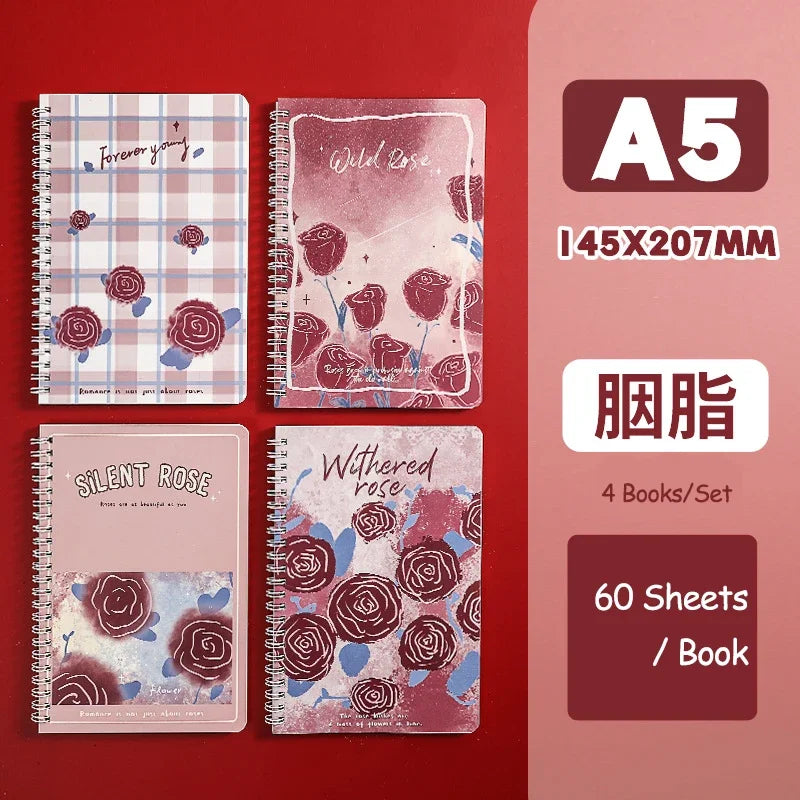 4 Book/Set A5 Coil Lined Notebook