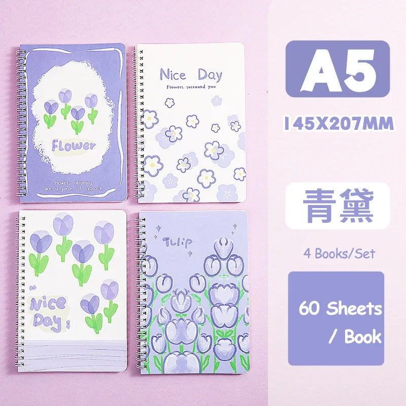 4 Book/Set A5 Coil Lined Notebook