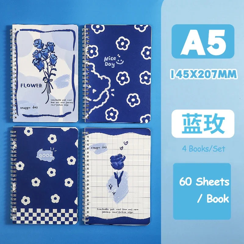 4 Book/Set A5 Coil Lined Notebook