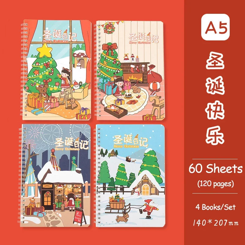 4 Book/Set A5 Coil Lined Notebook